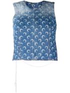 Marine Serre Open Back Denim Top - Blue