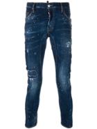 Dsquared2 Cropped Paint Splatter Jeans - Blue