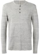 Transit Buttoned Neck Jumper, Men's, Size: Large, Grey, Cotton/polyamide/viscose