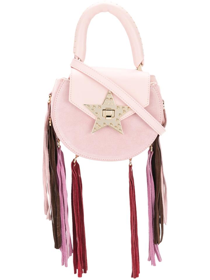 Salar Mini Fringed Trim Bag - Pink & Purple