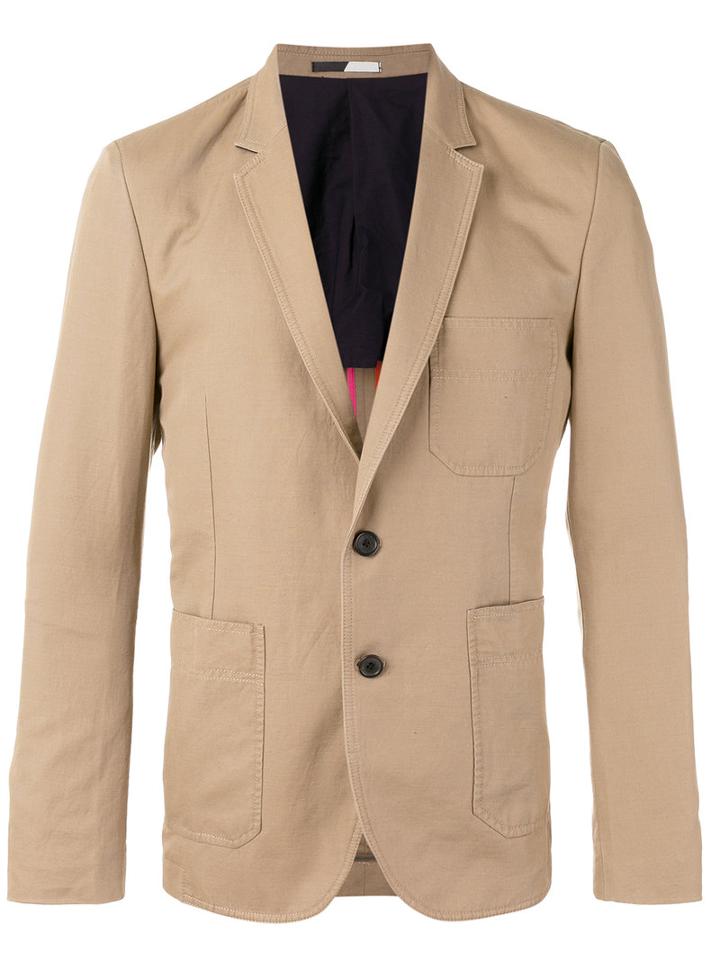 Ps By Paul Smith Patch Pocket Blazer, Men's, Size: 46, Brown, Cotton/linen/flax/polyester