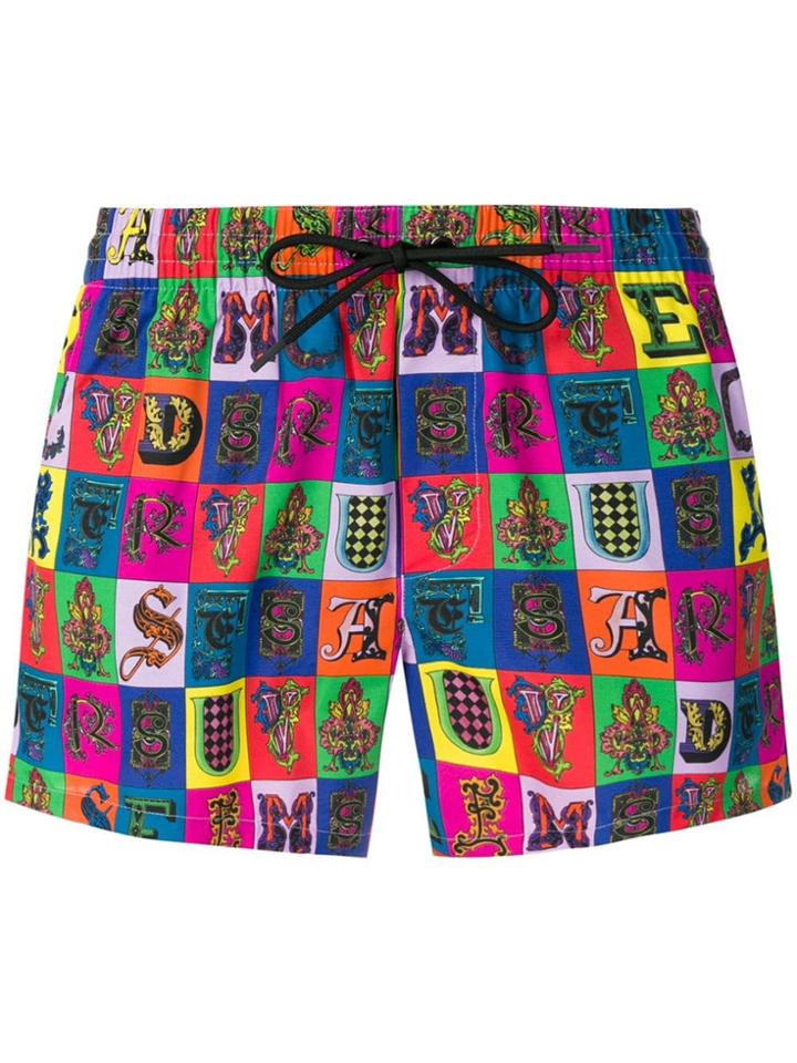 Versace Alphabet Print Swim Shorts - Pink