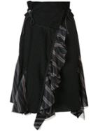 Sacai Asymmetric Pleated Skirt, Women's, Size: 2, Black, Cotton