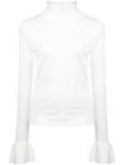 Veronica Beard Bell Sleeve Knitted Top - White