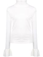 Veronica Beard Bell Sleeve Knitted Top - White