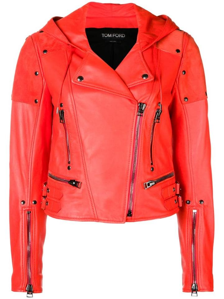 Tom Ford Biker Cropped Jacket - Red