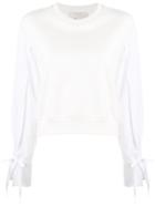 3.1 Phillip Lim Cropped Sweatshirt With Poplin Sleeves - White
