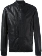 Emporio Armani Zip Up Jacket, Men's, Size: 52, Black, Lamb Skin/polyamide/spandex/elastane/lamb Skin