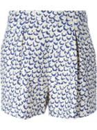 Giambattista Valli Printed Front Pleat Shorts, Women's, Size: 40, Nude/neutrals, Cotton/viscose/acetate/polyamide