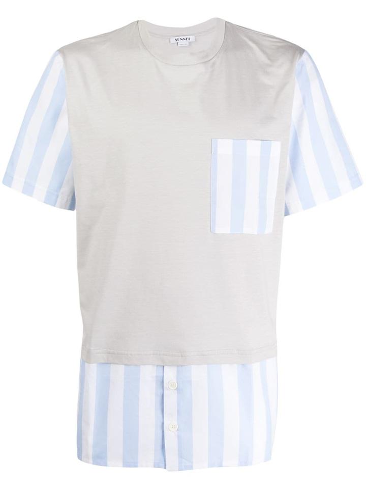 Sunnei Striped Panel T-shirt - Grey