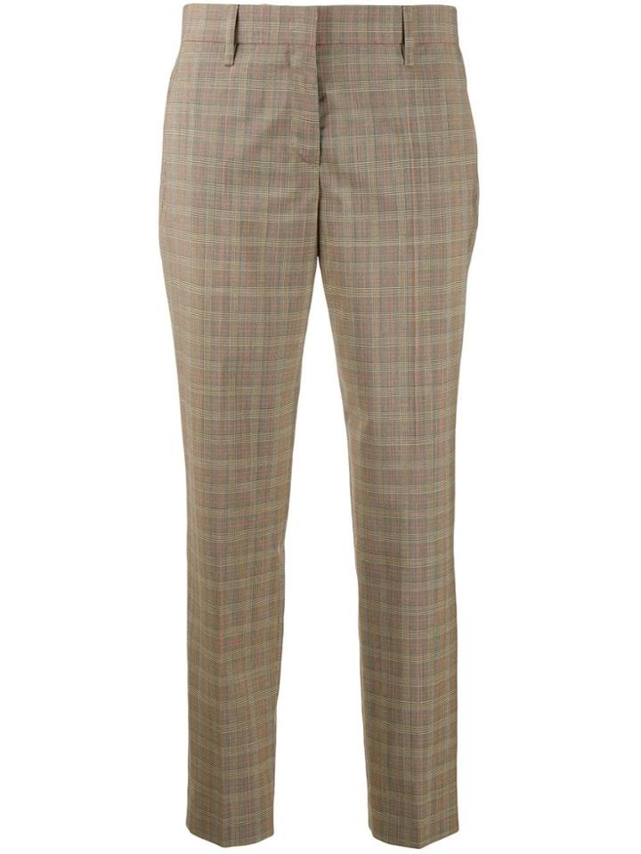 Prada Cropped Plaid Trousers - Neutrals