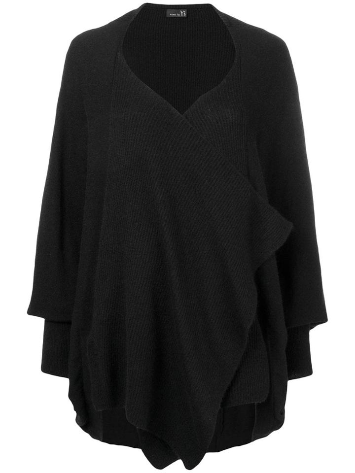 Y's Rib Knit Oversized Cardigan - Black