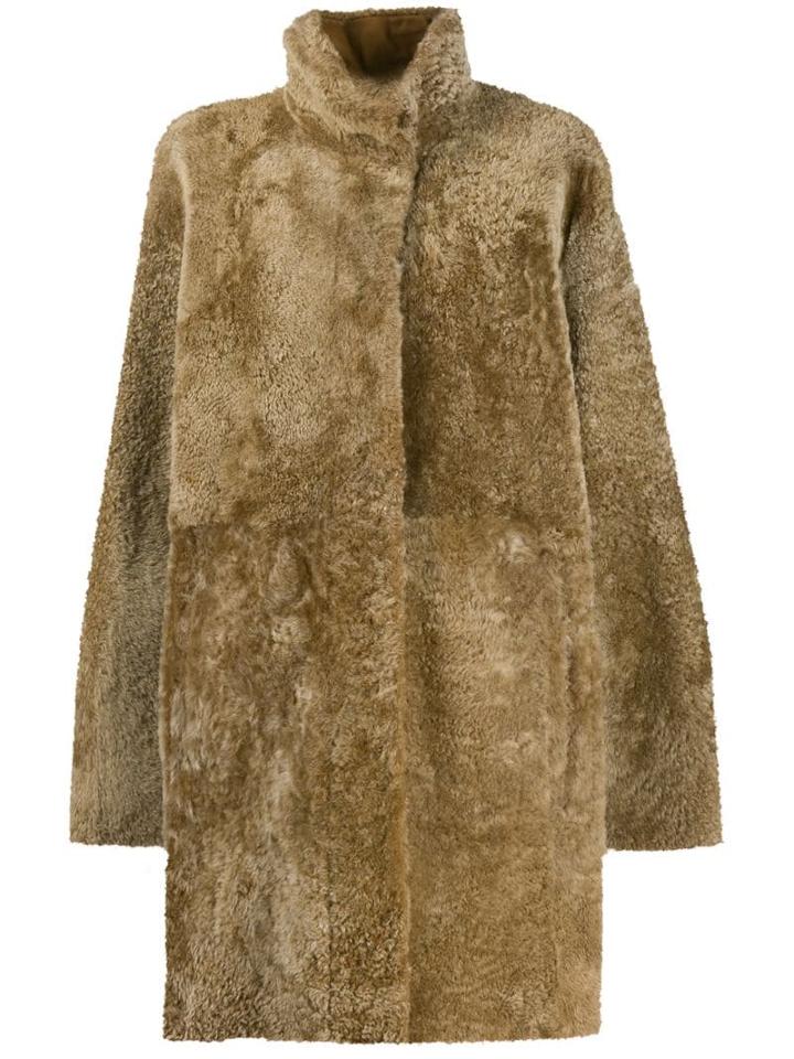 Drome Shearling Midi Coat - Neutrals