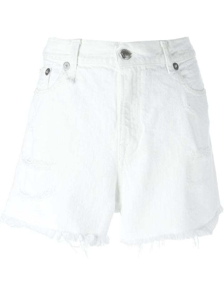 R13 Shredded Slouch Shorts, Women's, Size: 28, White, Cotton