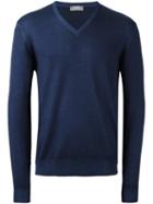 Barba V-neck Pullover, Men's, Size: 52, Blue, Virgin Wool
