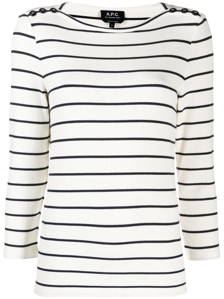 A.p.c. Striped Knitted Top - White