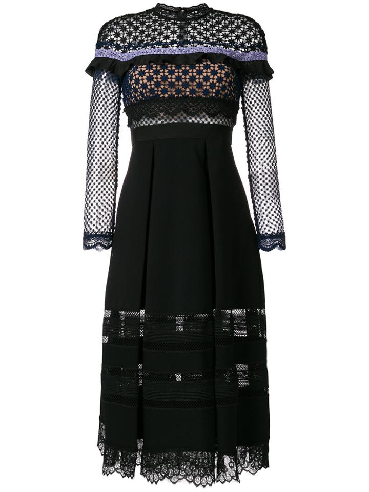 Self-portrait Lace Trim Dress - Black
