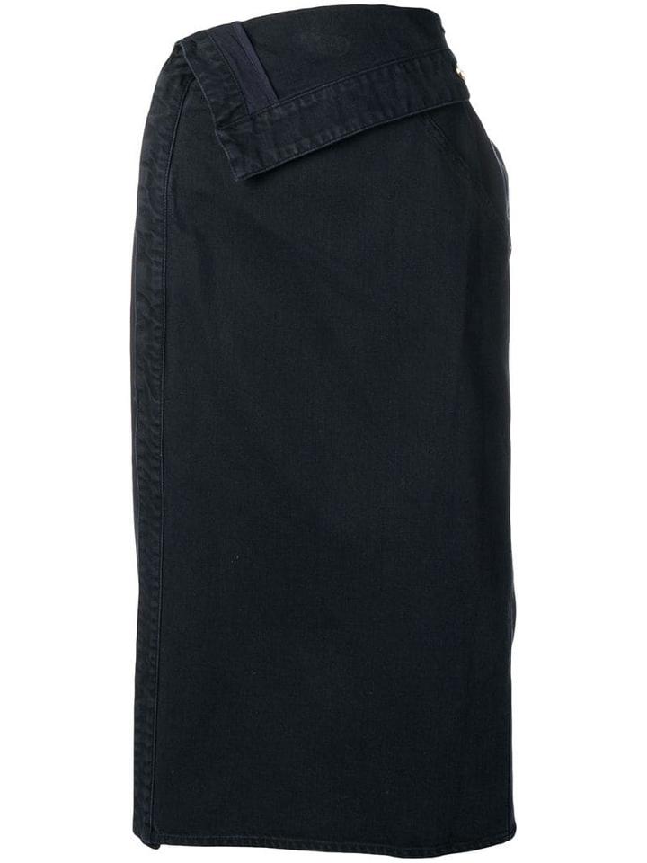 Jacquemus Denim Foldover Pencil Skirt - Blue