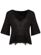 Andrea Bogosian Knit Blouse, Women's, Size: P, Black, Cotton/acrylic/viscose