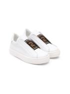 Fendi Kids Elasticated Logo Strap Sneakers - White