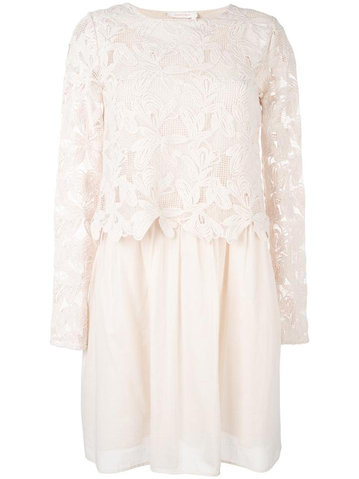 See By Chloé Guipure Lace Dress, Women's, Size: 40, Pink/purple, Cotton