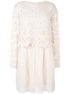 See By Chloé Guipure Lace Dress, Women's, Size: 40, Pink/purple, Cotton