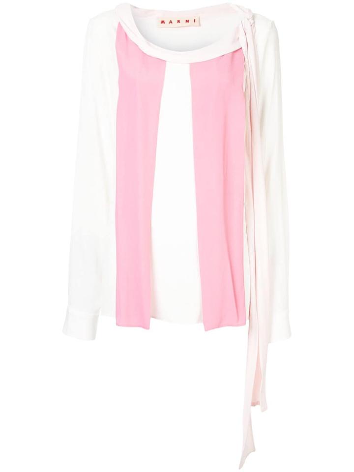Marni Textured Colour Block Blouse - White