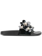 Marc Jacobs Daisy Embellished Slides - Black
