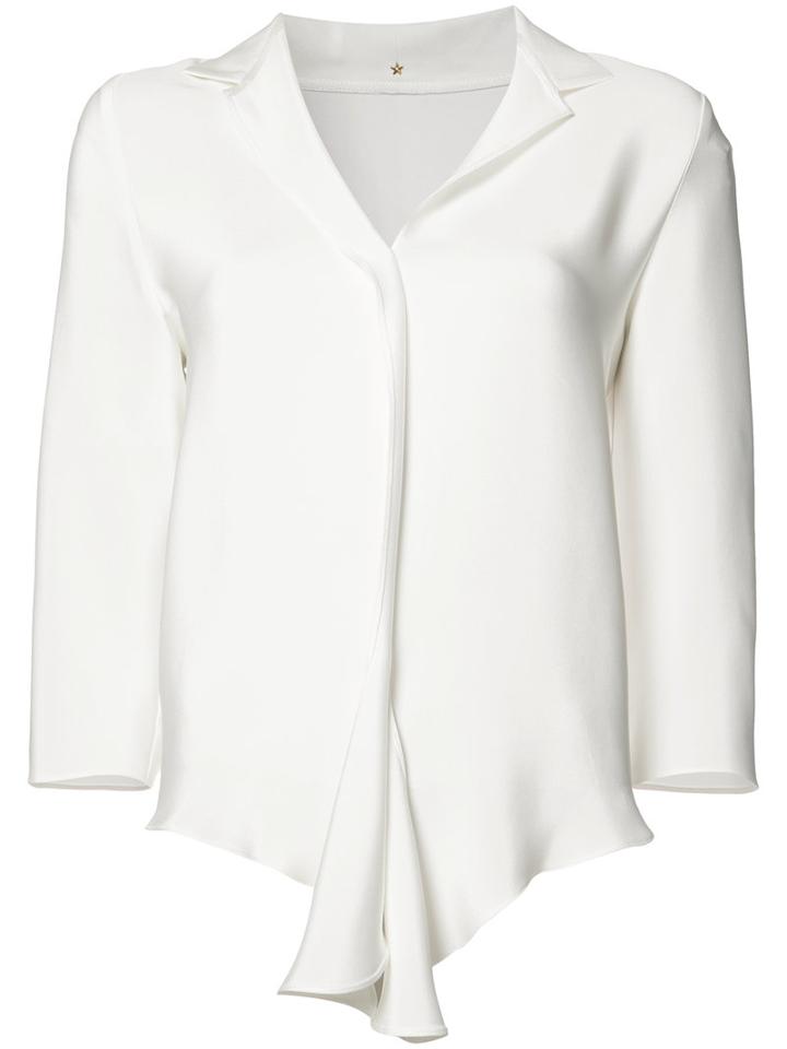 Peter Cohen Flounce Hem Blouse, Women's, Size: Medium, White, Silk