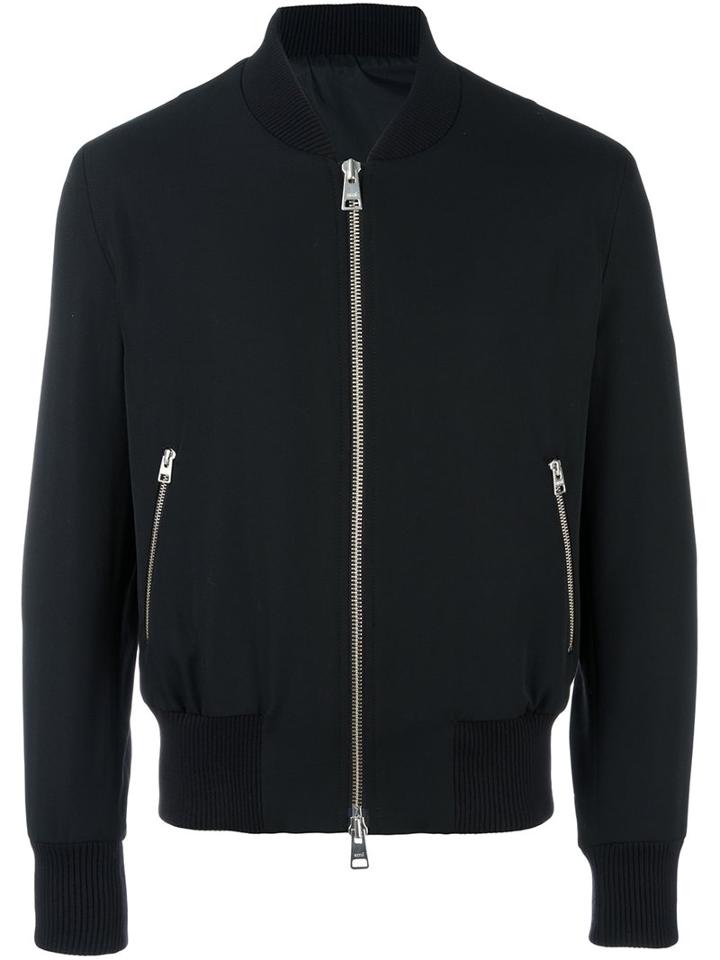 Ami Alexandre Mattiussi Zipped Bomber Jacket, Men's, Size: Large, Black, Cotton/acetate/wool