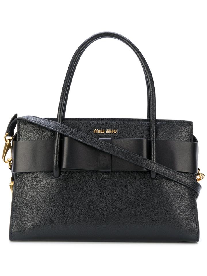 Miu Miu Logo Plaque Tote Bag - Black