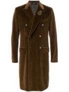 Dolce & Gabbana Crest Emblem Double Breasted Coat - Brown