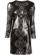 Roberto Cavalli Sequin Python Dress, Women's, Size: 44, Black, Silk/polyamide