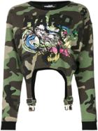 Jeremy Scott Camouflage Cropped Sweatshirt - Green