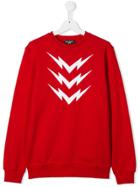 Neil Barrett Kids Lightning Bolt Sweatshirt - Red