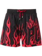 Philipp Plein On Fire Swim Shorts - Black