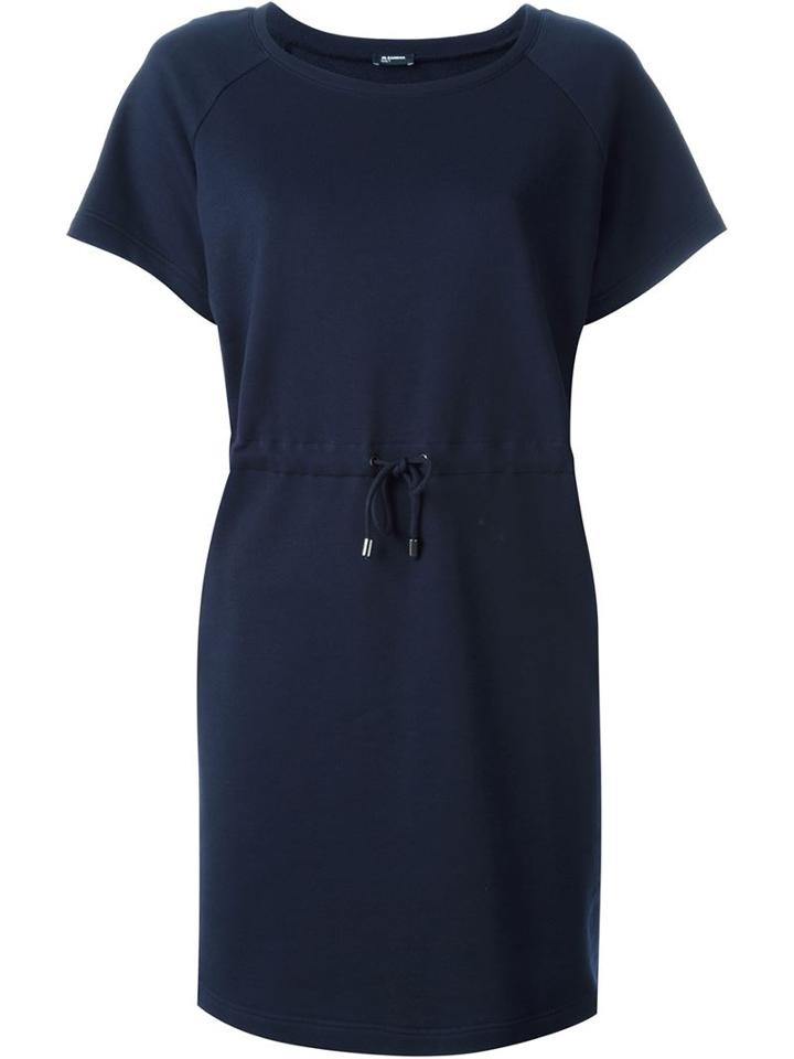 Jil Sander Navy Drawstring Waist Dress