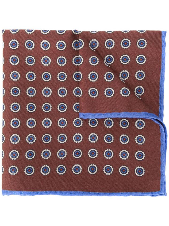 Canali Geometric Print Scarf - Brown