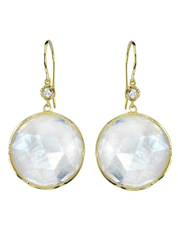 Irene Neuwirth Moonstone And Diamond Earrings - Metallic