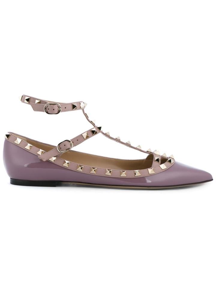 Valentino Rockstud Leather Ballerinas
