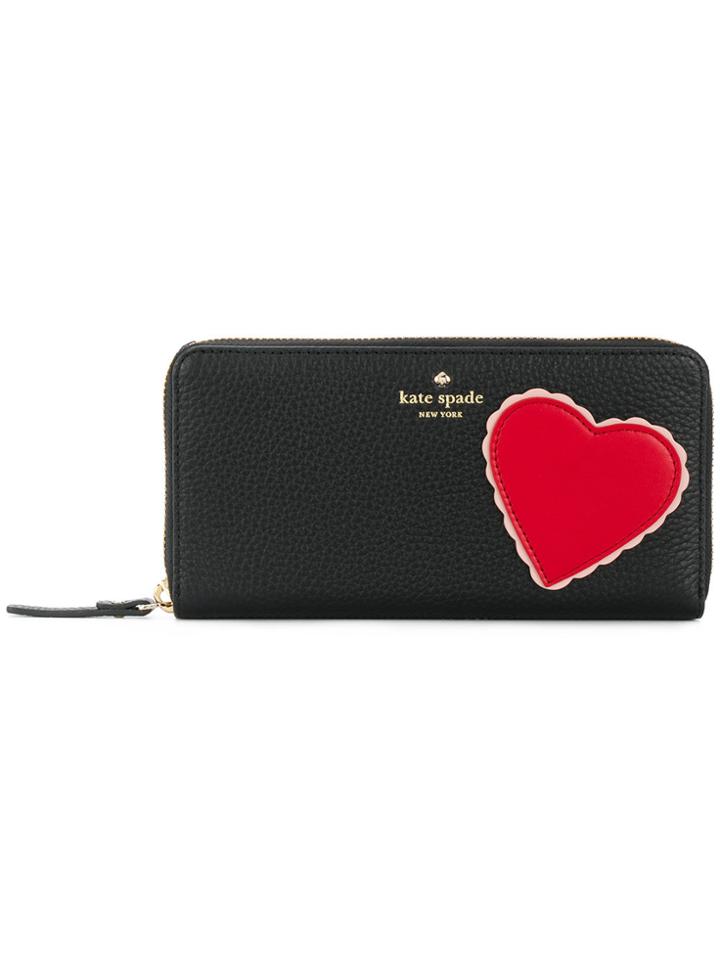 Kate Spade Heart Patch Zip Around Continental Wallet - Black