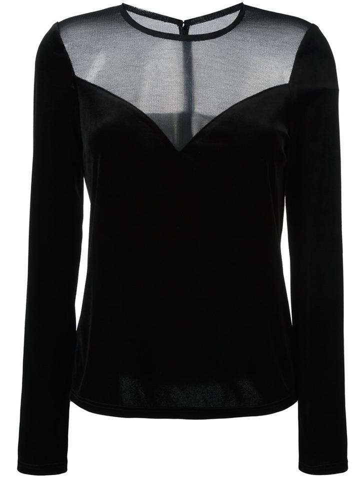 Lanvin Mesh Panel Blouse, Women's, Size: 42, Black, Polyester/triacetate/polyamide/cotton