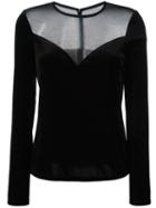 Lanvin Mesh Panel Blouse, Women's, Size: 42, Black, Polyester/triacetate/polyamide/cotton
