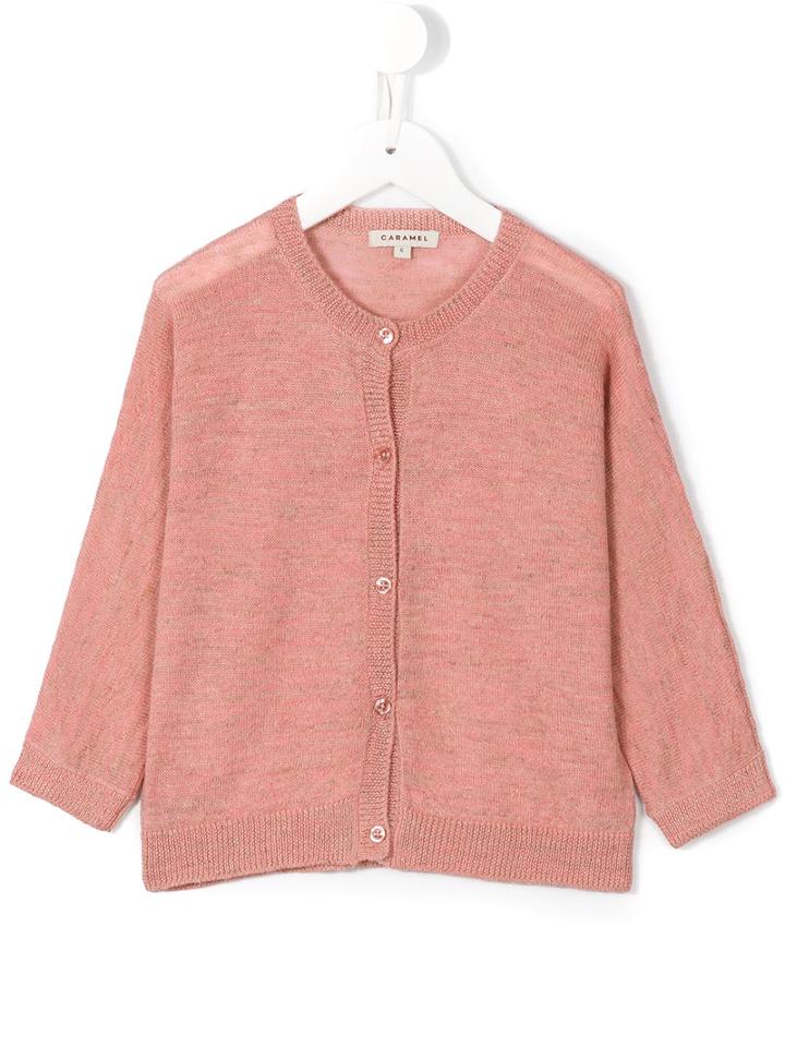 Caramel - Cauliflower Cardigan - Kids - Linen/flax/alpaca - 4 Yrs, Pink/purple