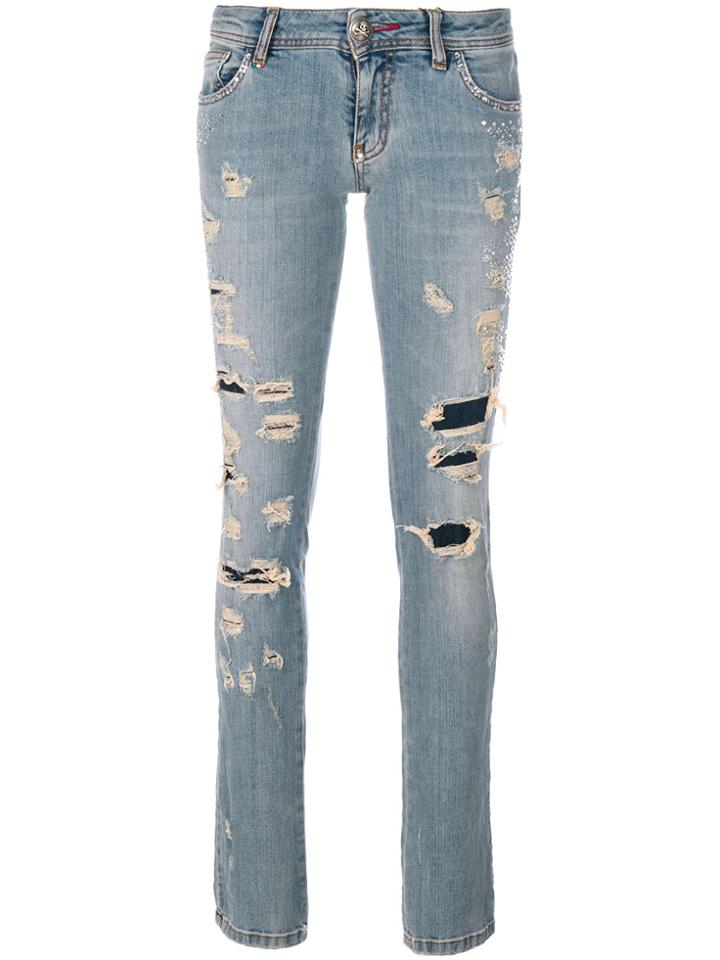 Philipp Plein Distressed Denim Jeans - Blue