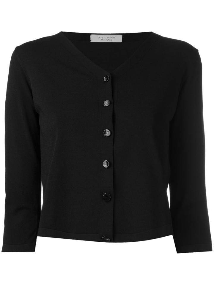 D.exterior - Three-quarters Sleeve Cropped Cardigan - Women - Polyester/viscose - S, Black, Polyester/viscose