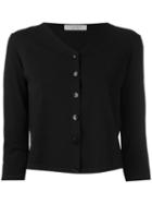 D.exterior - Three-quarters Sleeve Cropped Cardigan - Women - Polyester/viscose - S, Black, Polyester/viscose