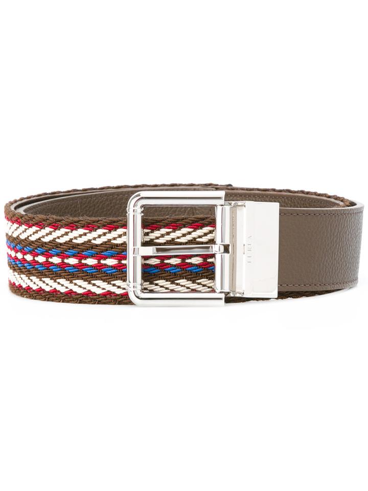 Furla Buckled Belt, Women's, Brown, Cotton/calf Leather/acetate