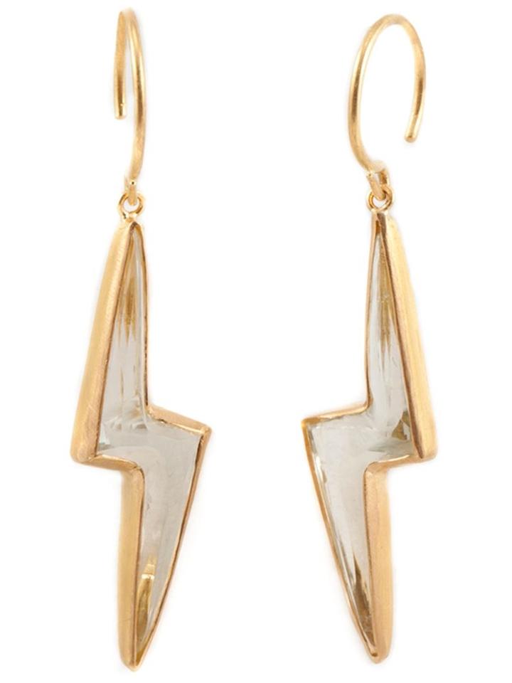 Marie Helene De Taillac Pale Green Quartz Lighting Bolt Earings