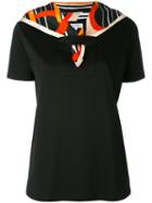 Carven - Printed Silk Scarf T-shirt - Women - Silk/cotton - M, Black, Silk/cotton